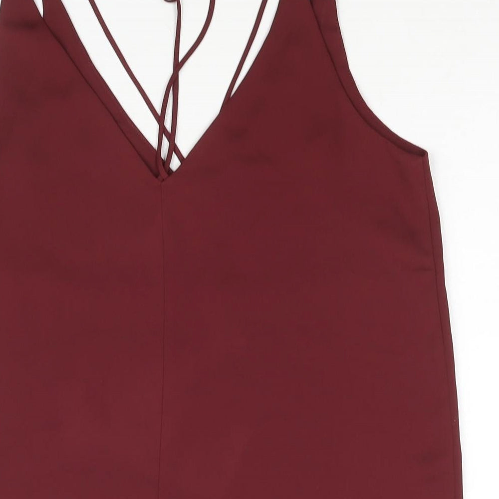 Toshop Womens Red Polyester Camisole Blouse Size 8 V-Neck - Strap Detail
