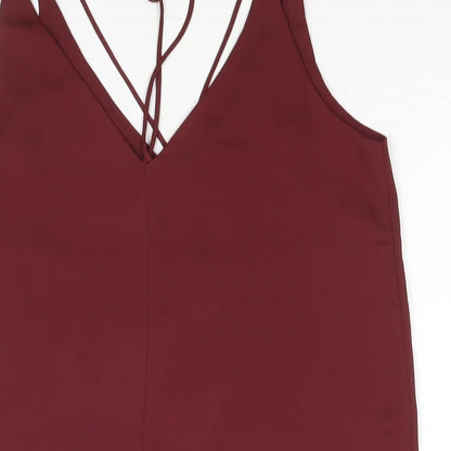 Toshop Womens Red Polyester Camisole Blouse Size 8 V-Neck - Strap Detail