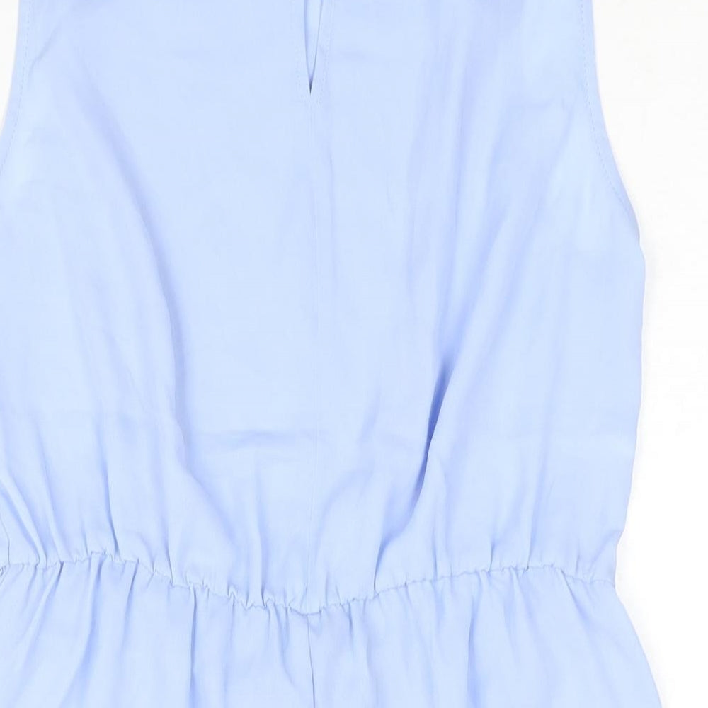 Miss Selfridge Womens Blue Polyester Camisole Blouse Size 10 Round Neck - Tie Detail Peplum