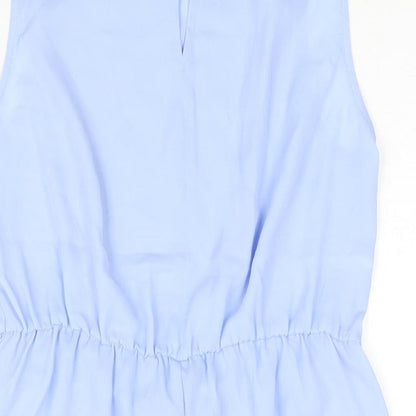 Miss Selfridge Womens Blue Polyester Camisole Blouse Size 10 Round Neck - Tie Detail Peplum