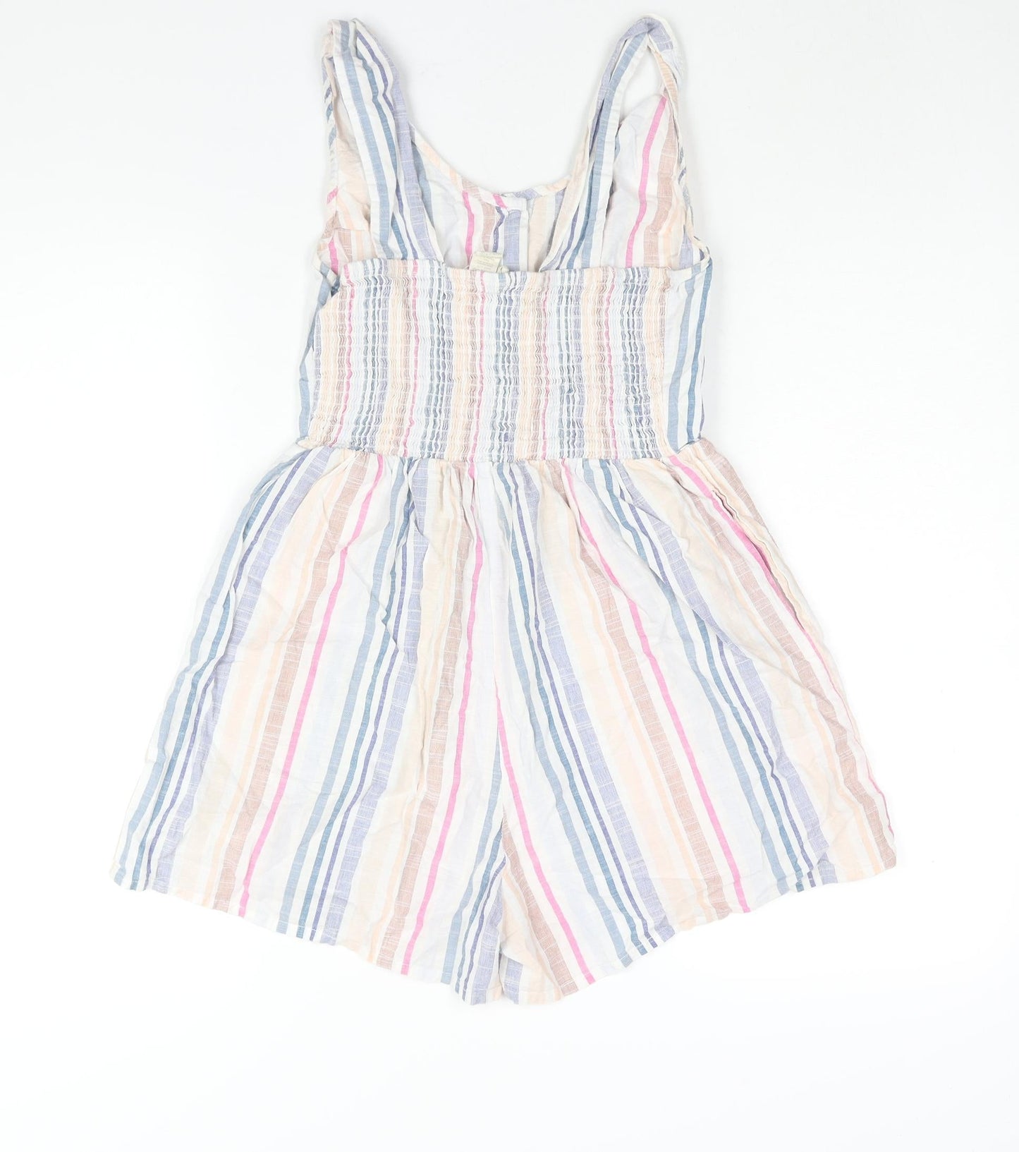 Japana Womens Multicoloured Striped Cotton Playsuit One-Piece Size S Button
