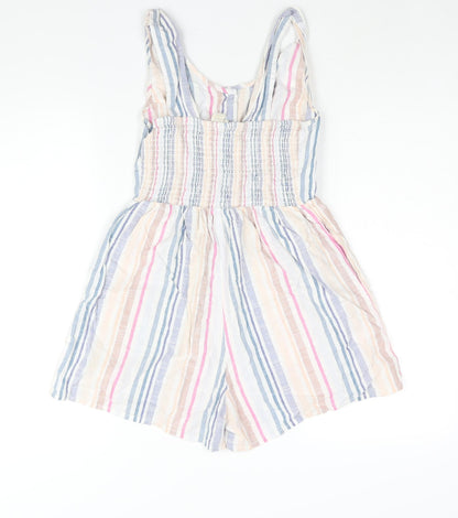 Japana Womens Multicoloured Striped Cotton Playsuit One-Piece Size S Button