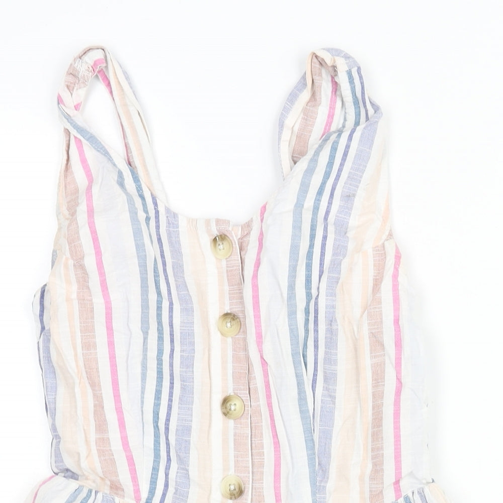 Japana Womens Multicoloured Striped Cotton Playsuit One-Piece Size S Button