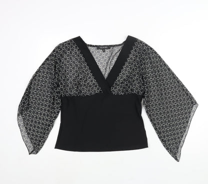 Womens UK Size 14 Femme Black Basic Blouse