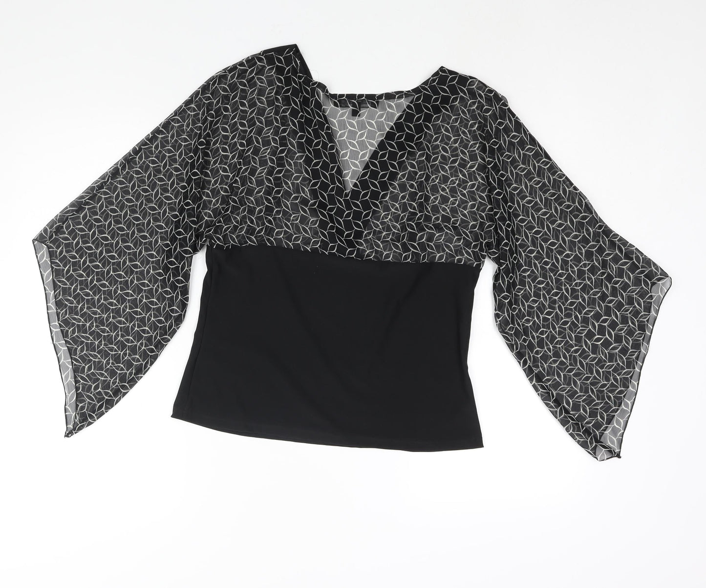 Womens UK Size 14 Femme Black Basic Blouse
