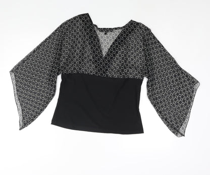 Womens UK Size 14 Femme Black Basic Blouse