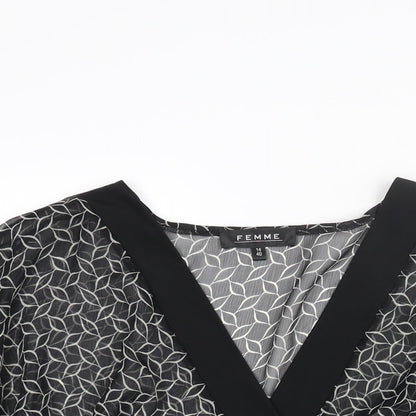 Womens UK Size 14 Femme Black Basic Blouse