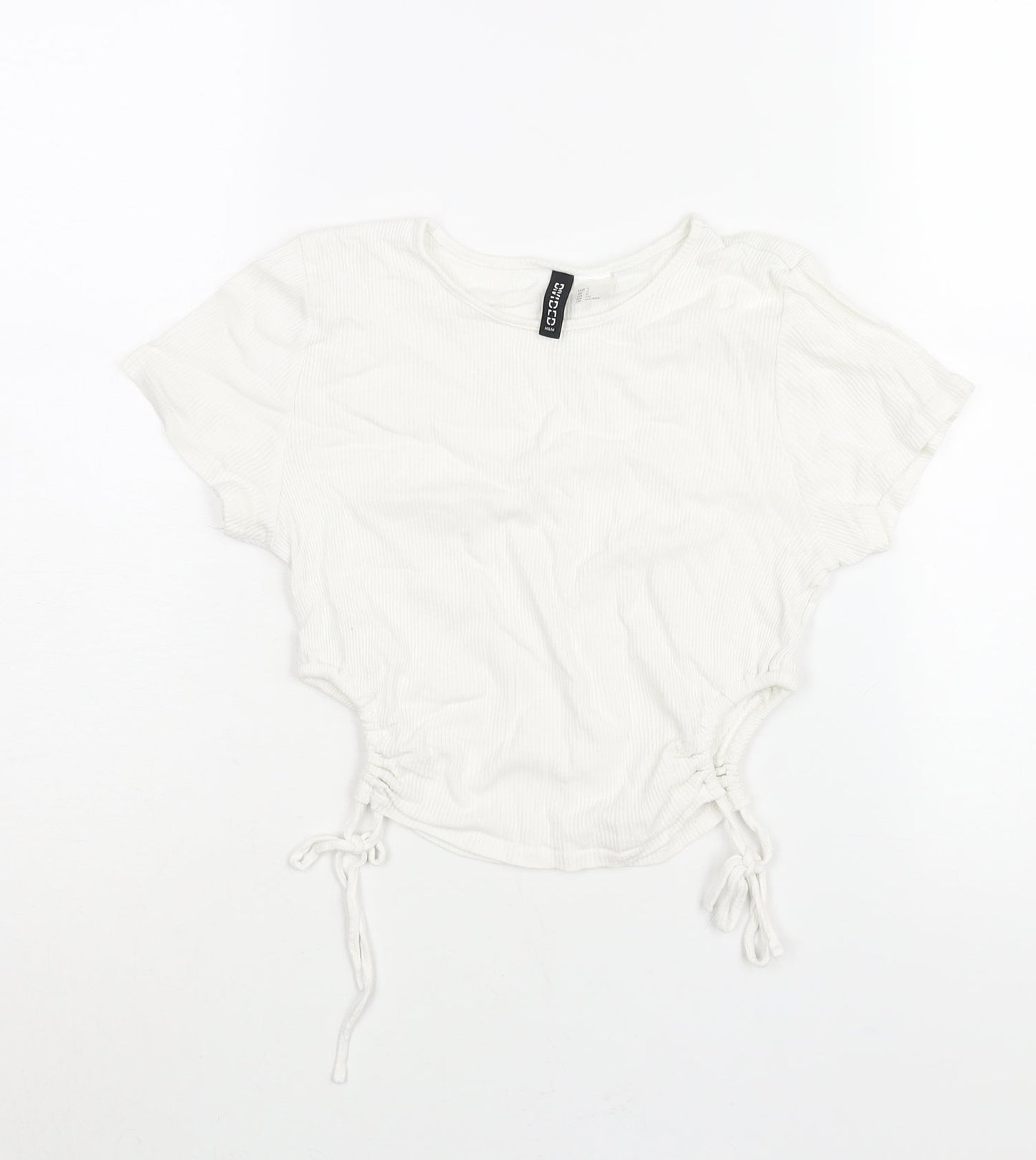 Womens UK Size S Divided by H&M White Cropped T-Shirt