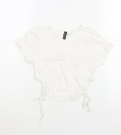 Womens UK Size S Divided by H&M White Cropped T-Shirt