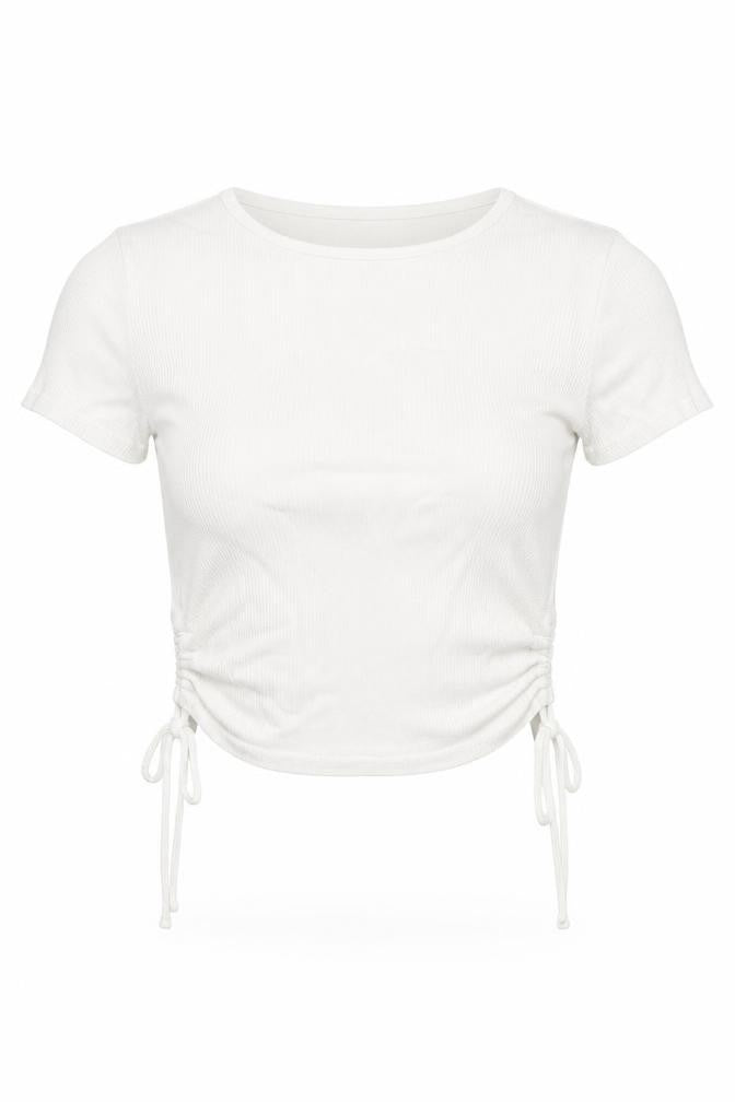 Womens UK Size S Divided by H&M White Cropped T-Shirt