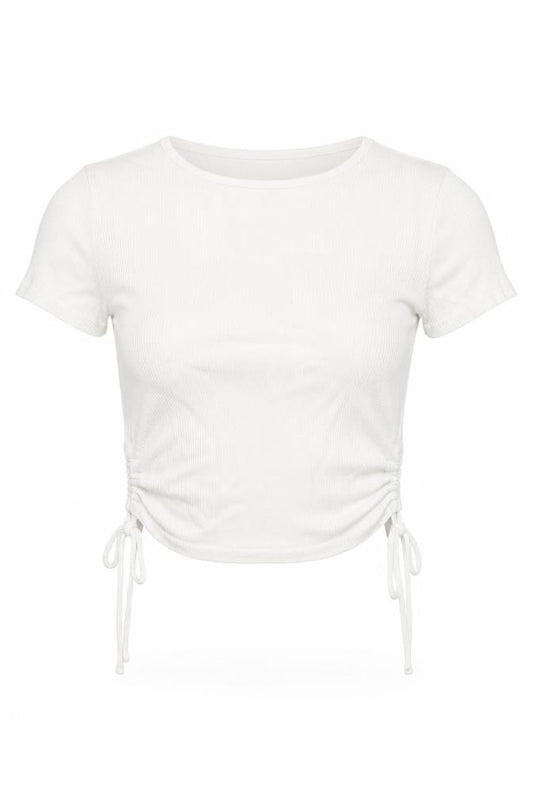 Womens UK Size S Divided by H&M White Cropped T-Shirt