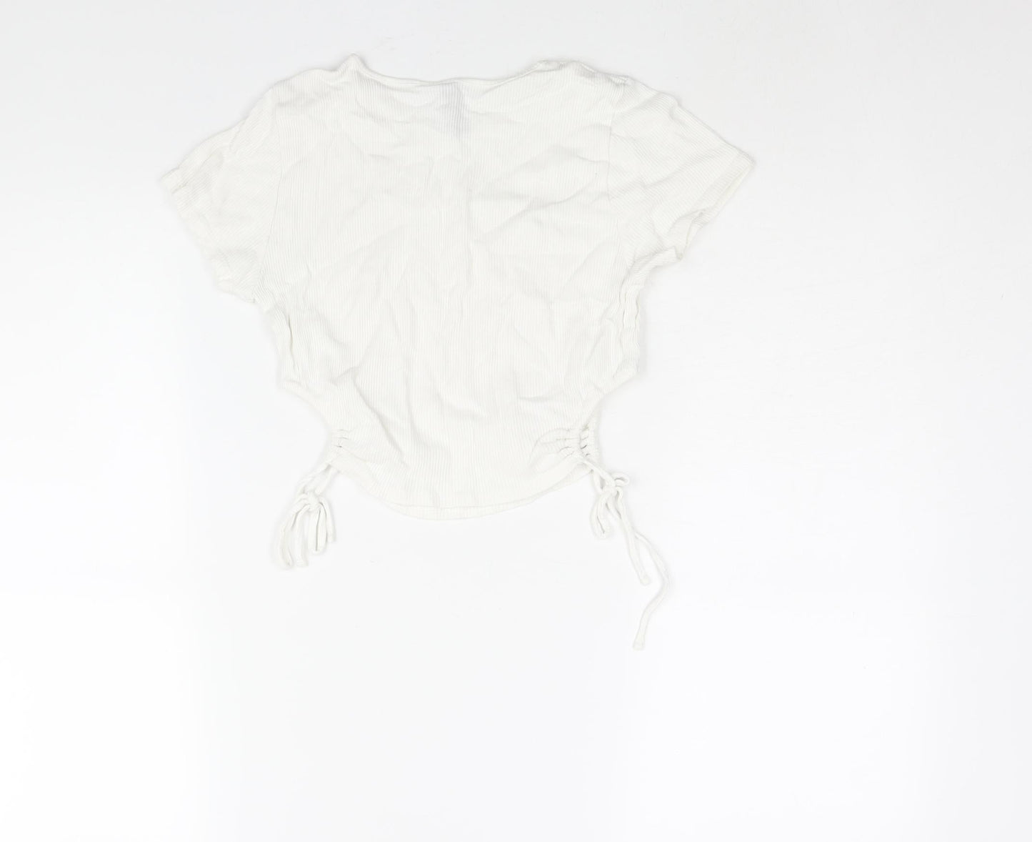 Womens UK Size S Divided by H&M White Cropped T-Shirt