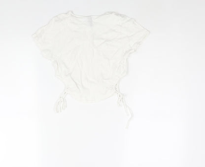 Womens UK Size S Divided by H&M White Cropped T-Shirt