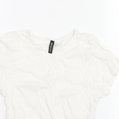Womens UK Size S Divided by H&M White Cropped T-Shirt