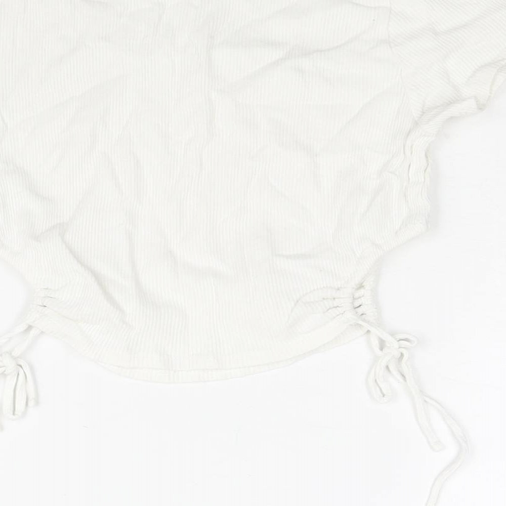 Womens UK Size S Divided by H&M White Cropped T-Shirt