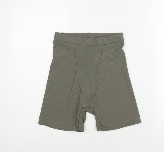 PRETTYLITTLETHING Womens Green Polyester Biker Shorts Size 10 L5 in Regular Pull On - Boxer