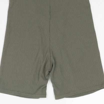 PRETTYLITTLETHING Womens Green Polyester Biker Shorts Size 10 L5 in Regular Pull On - Boxer