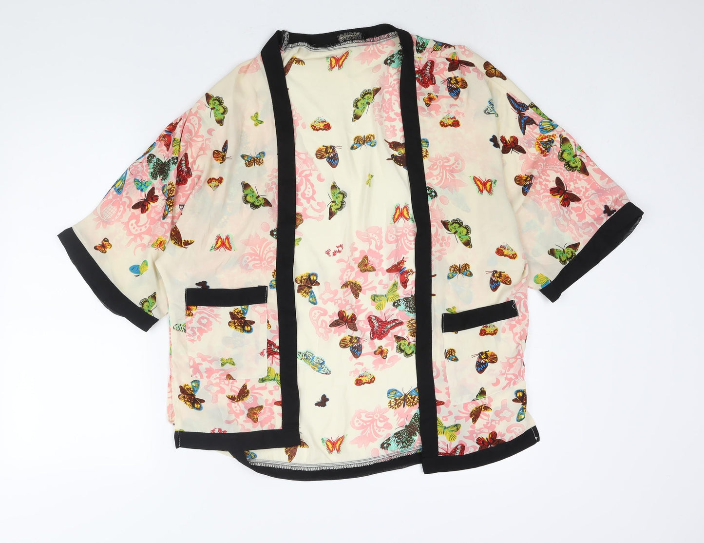 Womens UK Size M QED London Beige Kimono Blouse