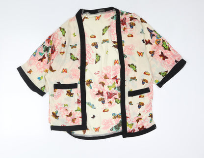 Womens UK Size M QED London Beige Kimono Blouse