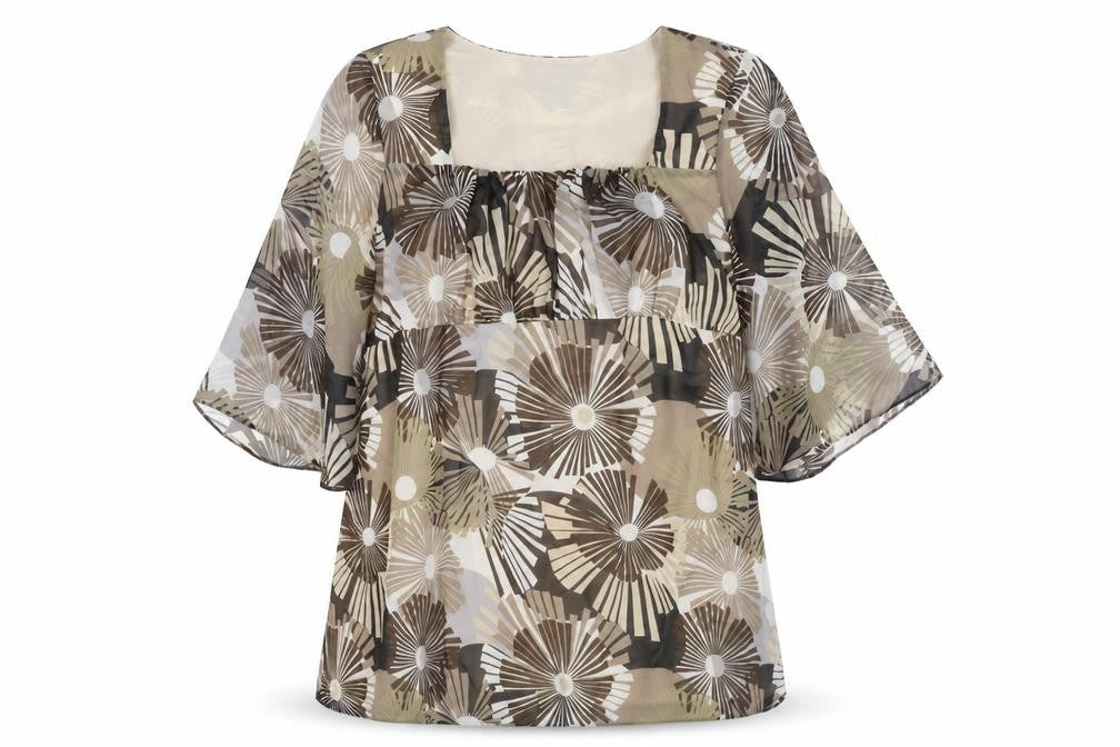 Womens UK Size 28 K&D Brown Tunic Blouse