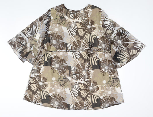 Womens UK Size 28 K&D Brown Tunic Blouse