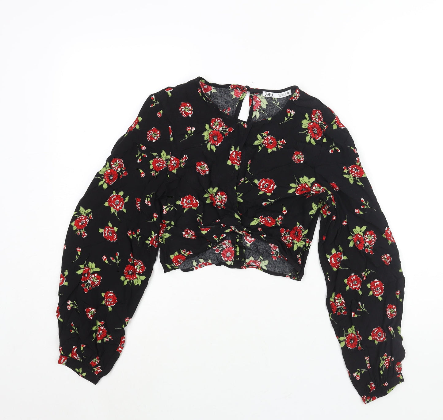 Womens UK Size S Zara Black Cropped Blouse