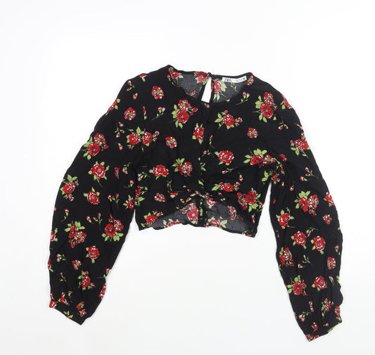 Womens UK Size S Zara Black Cropped Blouse