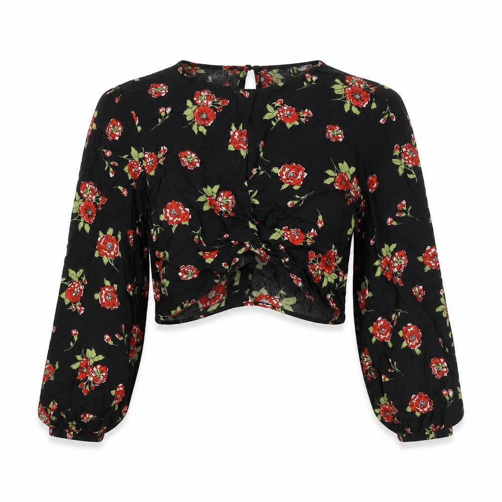 Womens UK Size S Zara Black Cropped Blouse