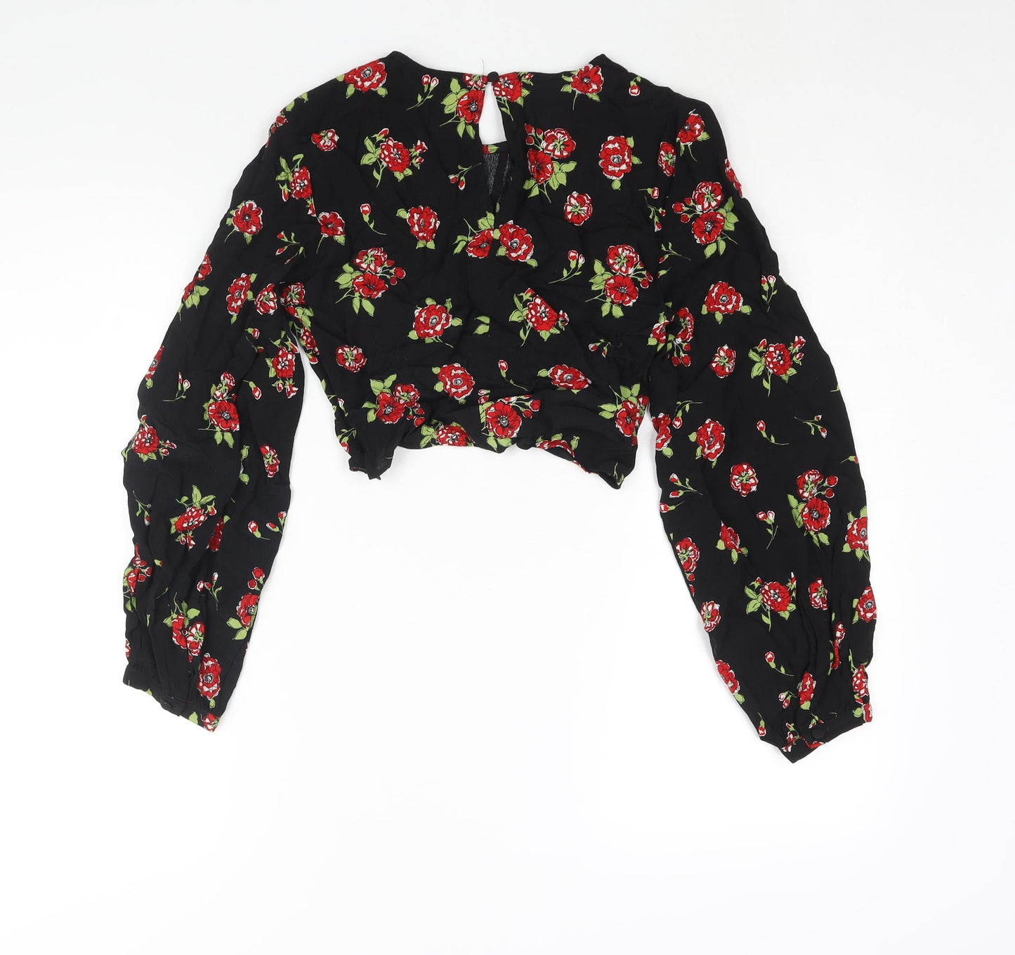 Womens UK Size S Zara Black Cropped Blouse