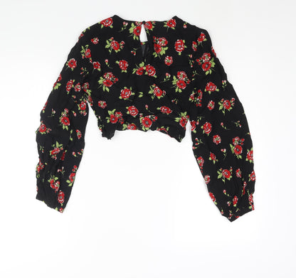 Womens UK Size S Zara Black Cropped Blouse
