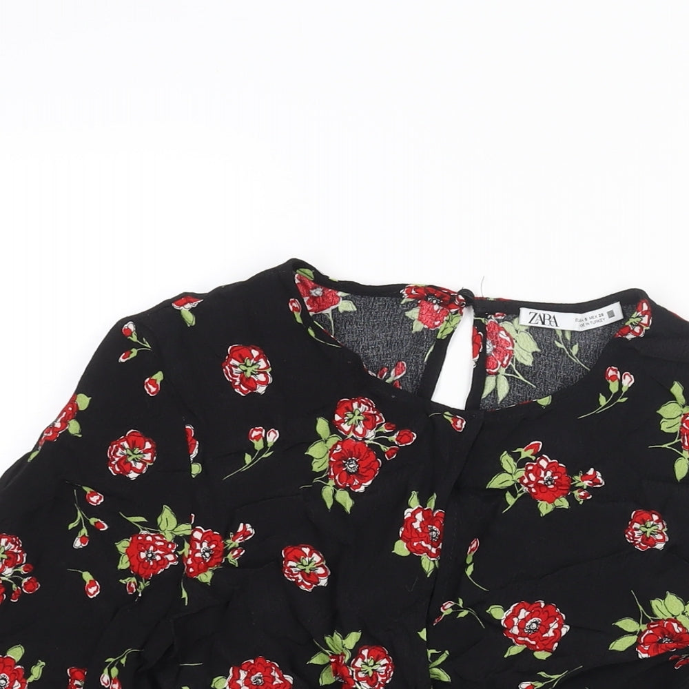 Womens UK Size S Zara Black Cropped Blouse