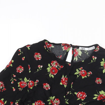 Womens UK Size S Zara Black Cropped Blouse
