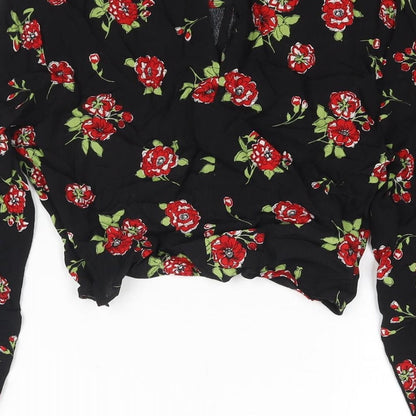 Womens UK Size S Zara Black Cropped Blouse