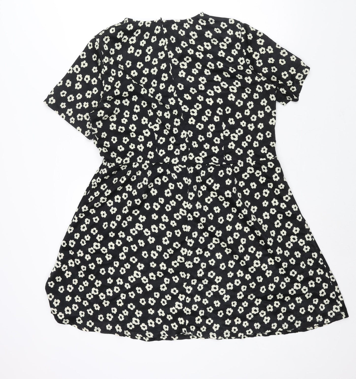 Poppy Lux Womens Black Geometric Polyester A-Line Size 16 Round Neck Zip - Floral Print