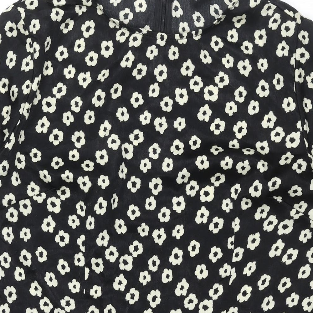 Poppy Lux Womens Black Geometric Polyester A-Line Size 16 Round Neck Zip - Floral Print