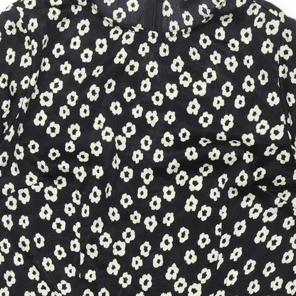 Poppy Lux Womens Black Geometric Polyester A-Line Size 16 Round Neck Zip - Floral Print