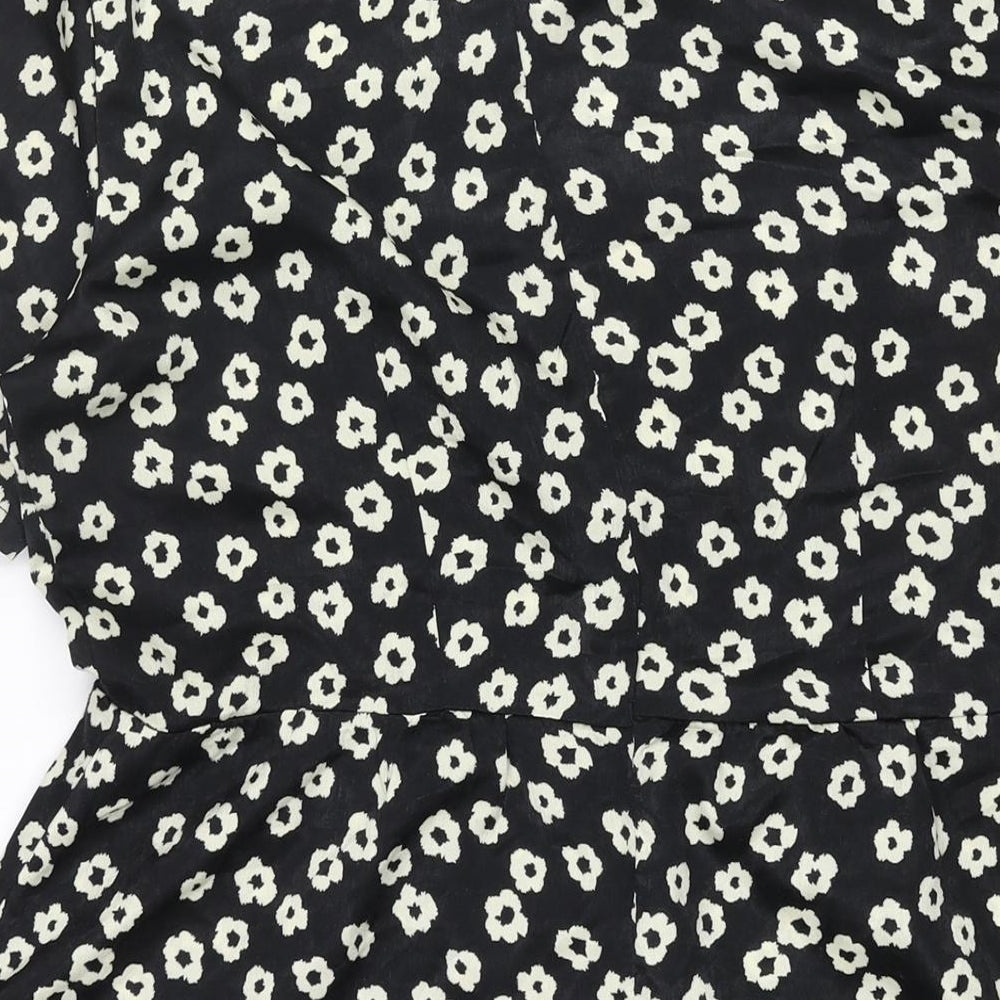 Poppy Lux Womens Black Geometric Polyester A-Line Size 16 Round Neck Zip - Floral Print
