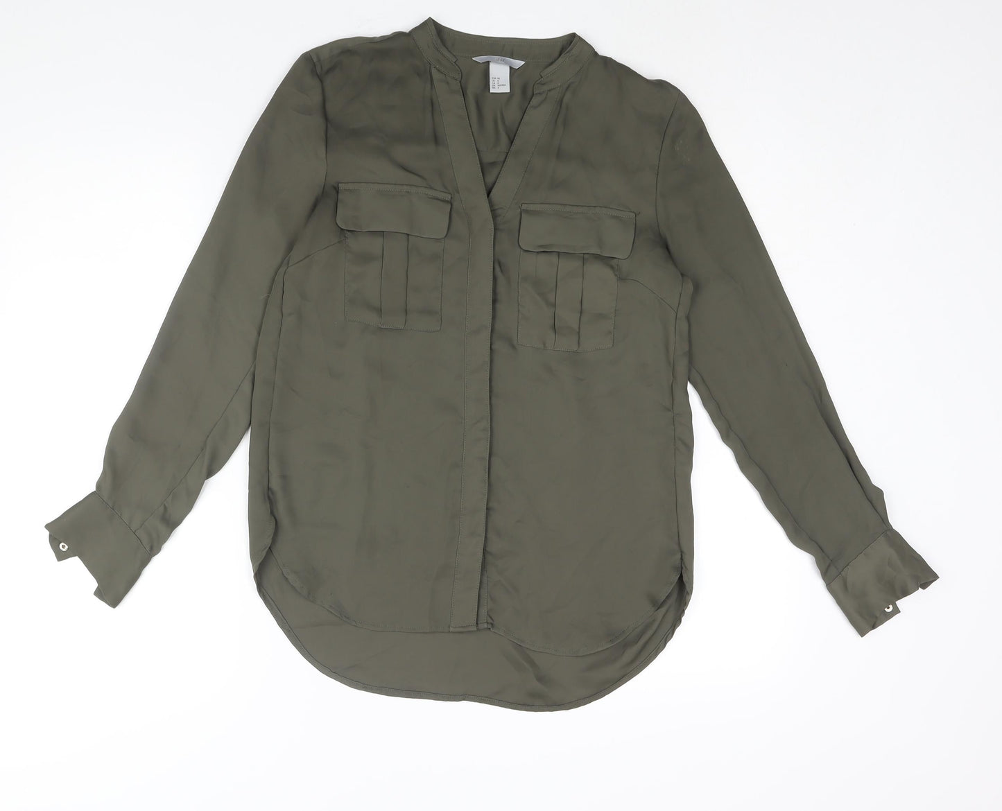 Womens UK Size 6 H&M Green Basic Blouse