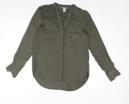 Womens UK Size 6 H&M Green Basic Blouse