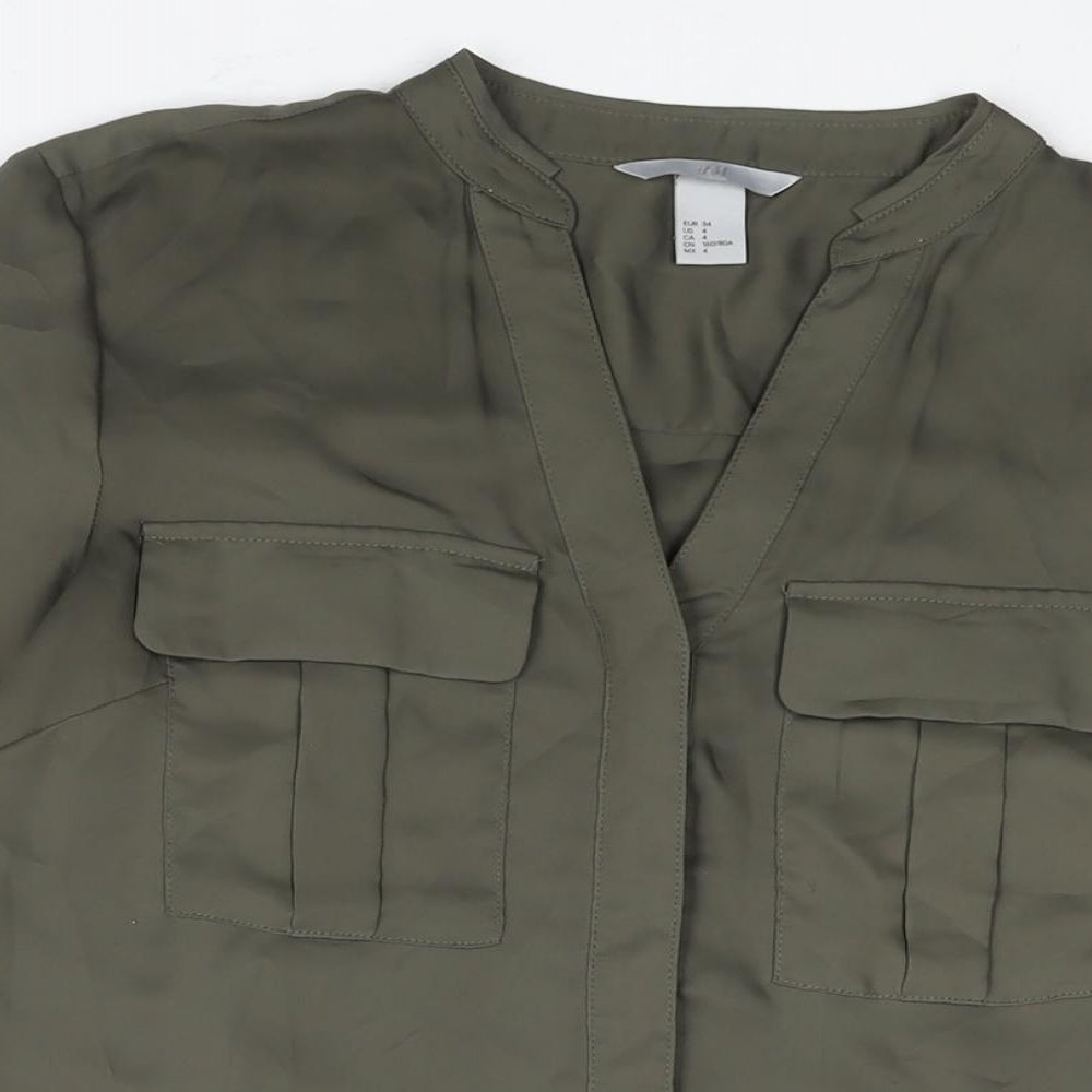 Womens UK Size 6 H&M Green Basic Blouse