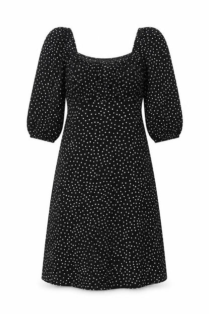 Stella Morgan Womens Black Polka Dot Polyester A-Line Size 10 Square Neck Pullover