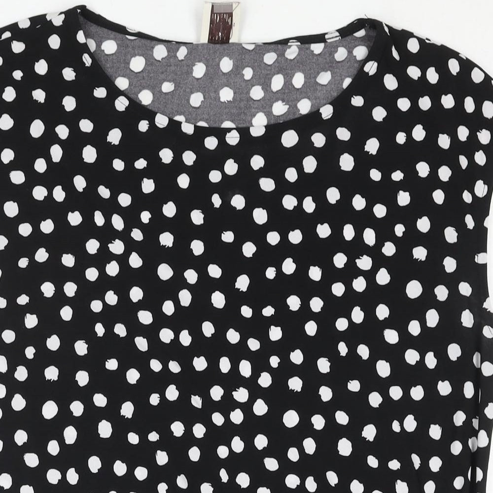 Anne Klein Womens Black Polka Dot Polyester Camisole Blouse Size L Round Neck - Logo Tie Detail