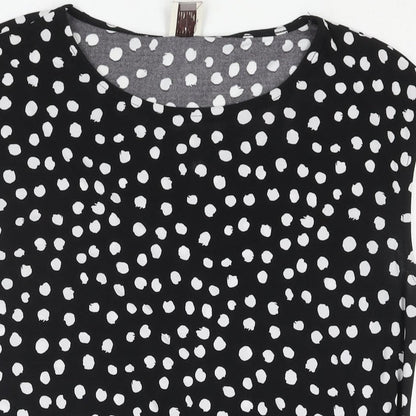 Anne Klein Womens Black Polka Dot Polyester Camisole Blouse Size L Round Neck - Logo Tie Detail