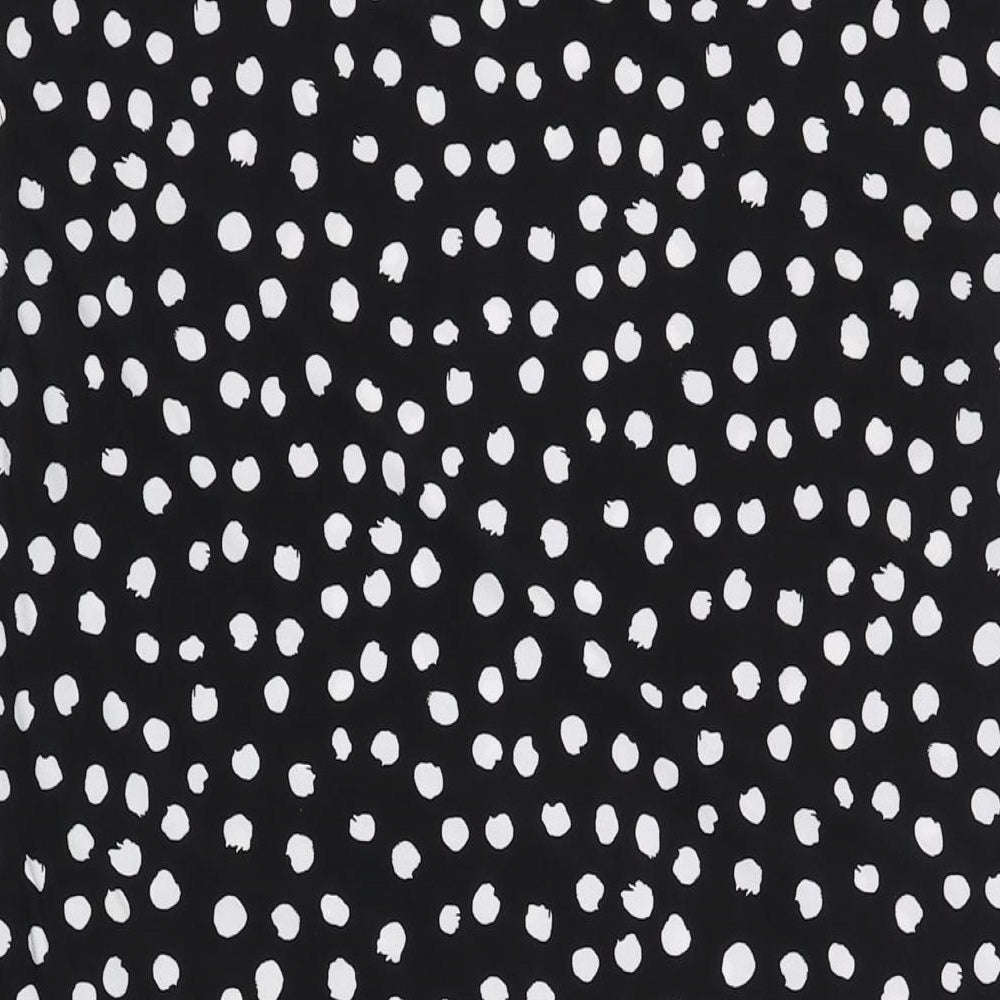 Anne Klein Womens Black Polka Dot Polyester Camisole Blouse Size L Round Neck - Logo Tie Detail