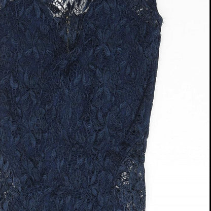 River Island Womens Blue Viscose Mini Size 10 Round Neck Zip