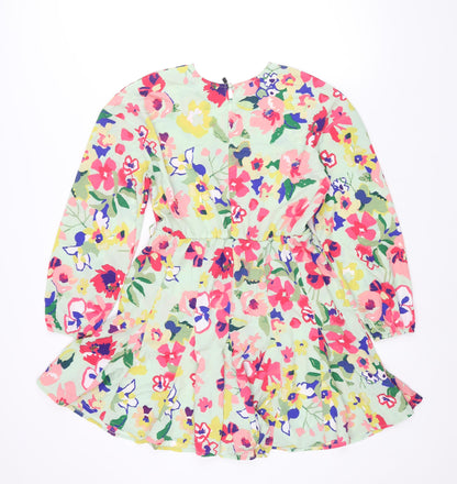 Neon Rose Womens Multicoloured Floral Polyester A-Line Size XS Round Neck Button