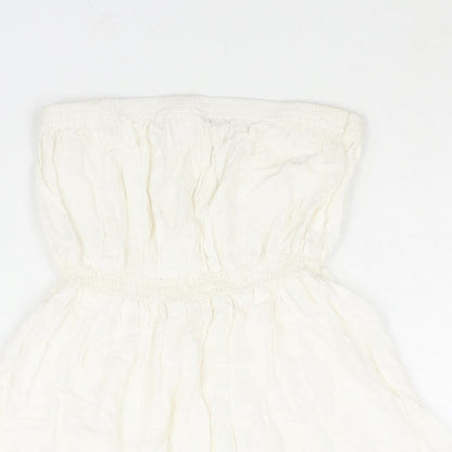 H&M Womens Ivory Viscose A-Line Size 8 Square Neck Pullover