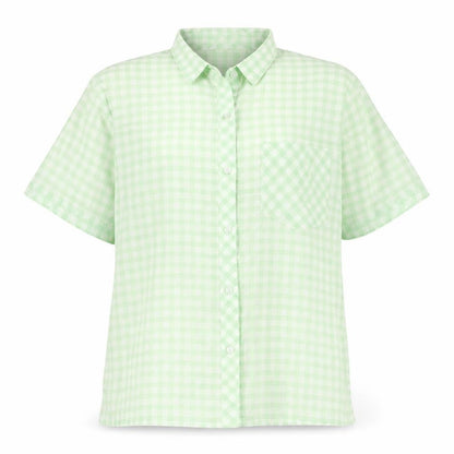 Justine Womens Green Plaid Cotton Basic Button-Up Size 16 Collared