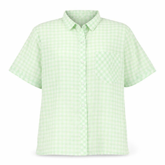 Justine Womens Green Plaid Cotton Basic Button-Up Size 16 Collared