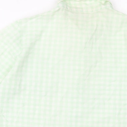 Justine Womens Green Plaid Cotton Basic Button-Up Size 16 Collared